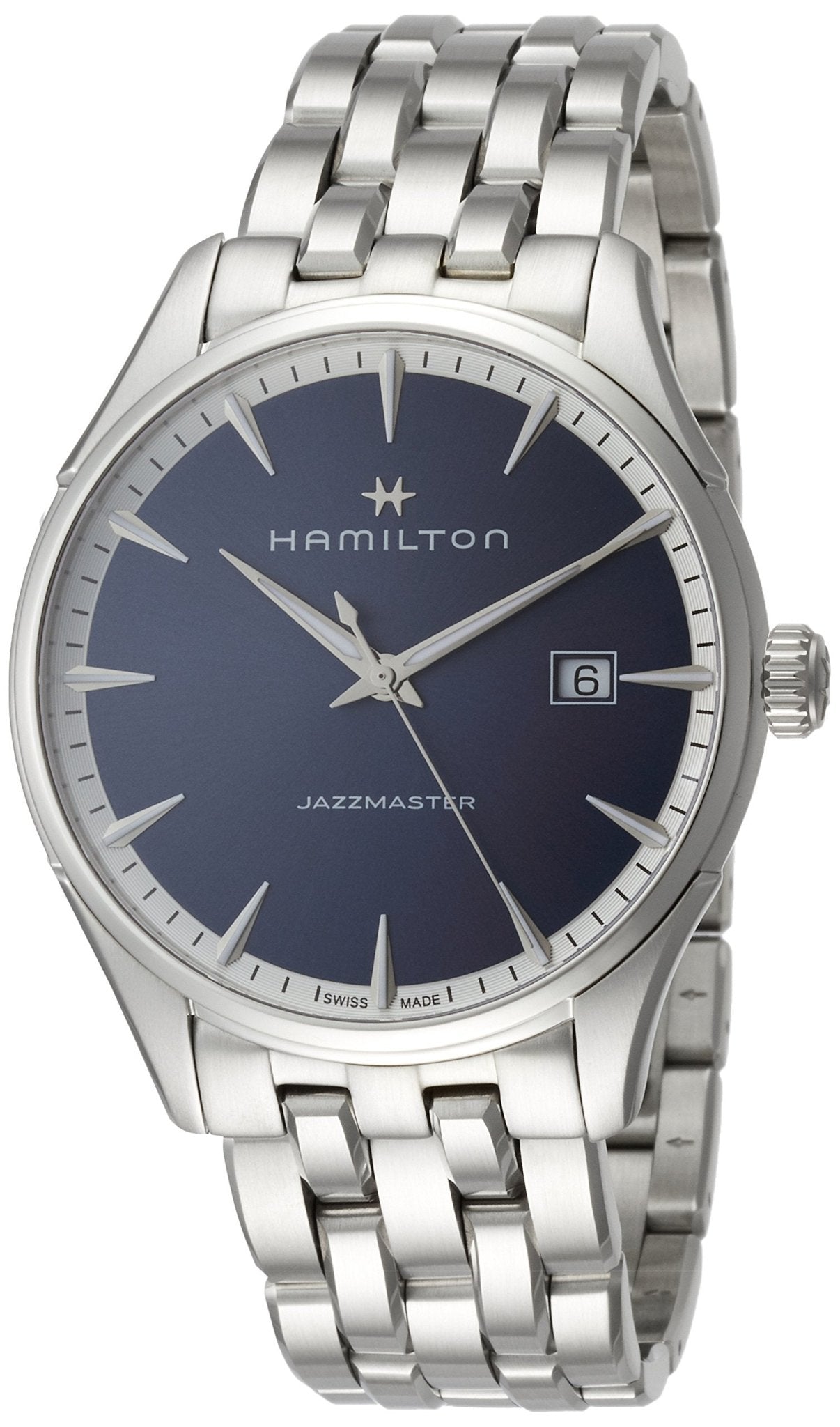 HAMILTON MEN'S 40MM STEEL BRACELET & CASE QUARTZ BLUE DIAL WATCH H32451141 - shop - lxry