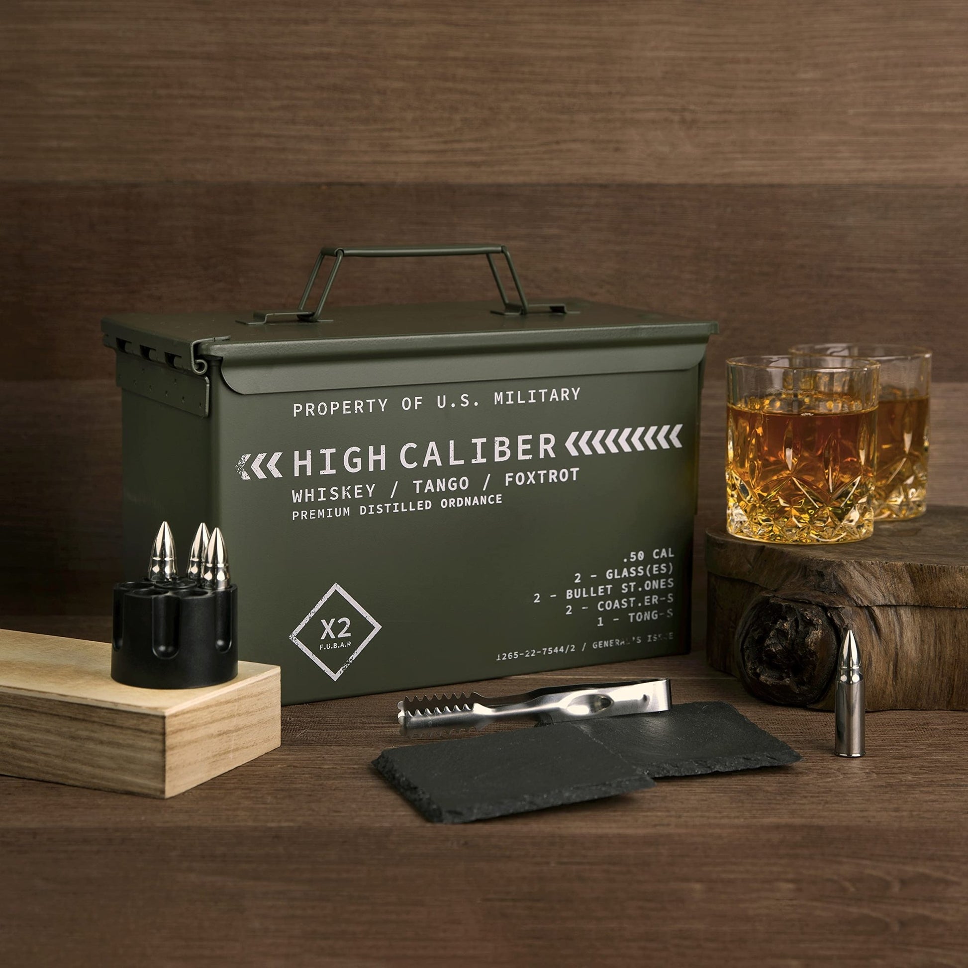 Titan LSO Whiskey Glasses and Whiskey Stones in Unique Tactical Box Display - shop - lxry