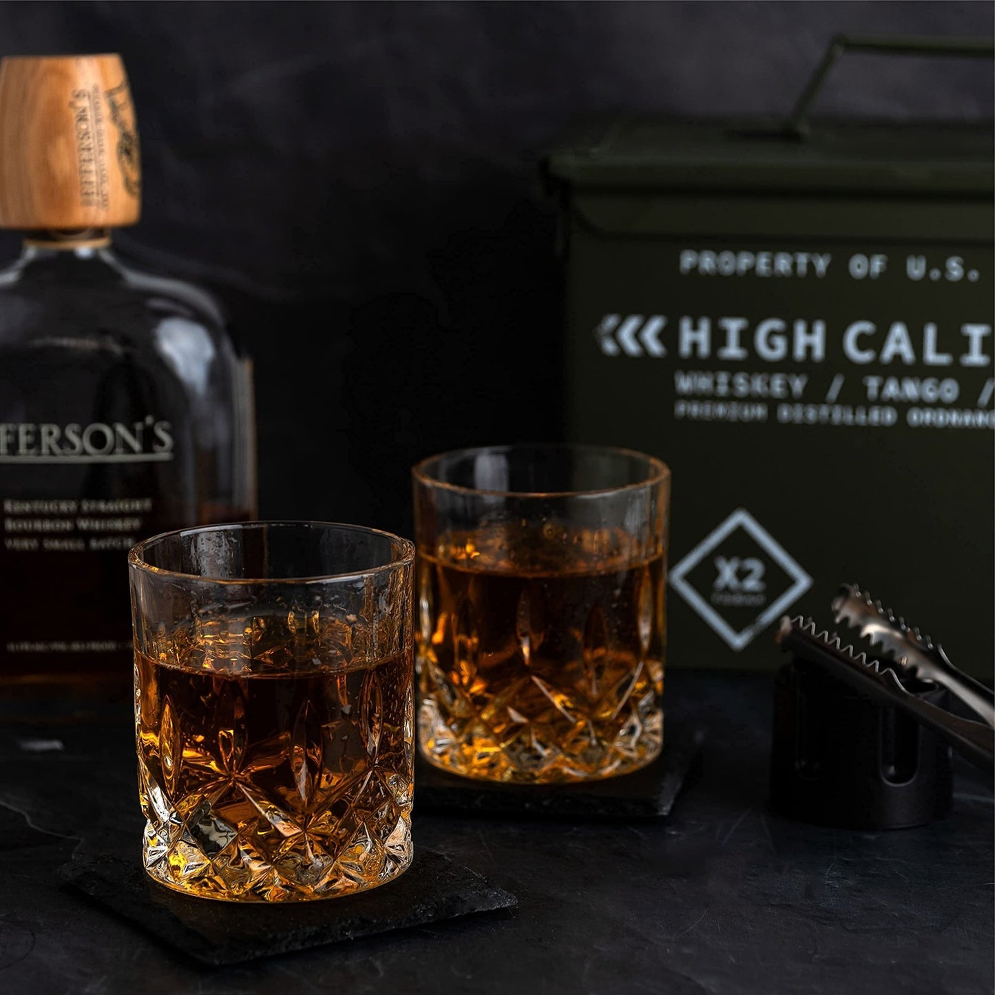 Titan LSO Whiskey Glasses and Whiskey Stones in Unique Tactical Box Display - shop - lxry