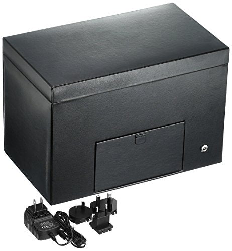 WOLF 270402 Heritage Double Watch Winder with Cover and Storage, Black - shop - lxry