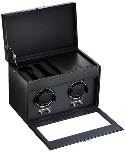 WOLF 270402 Heritage Double Watch Winder with Cover and Storage, Black - shop - lxry