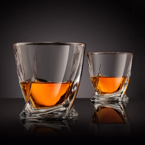 VENERO Crystal Whiskey Glasses, Set of 4 Rocks Glasses in Satin-Lined Gift Box